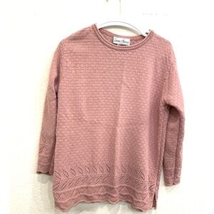 Vintage Pink Pullover Sweater Women's‎ Medium Cotton Forever Made in USA Crochet